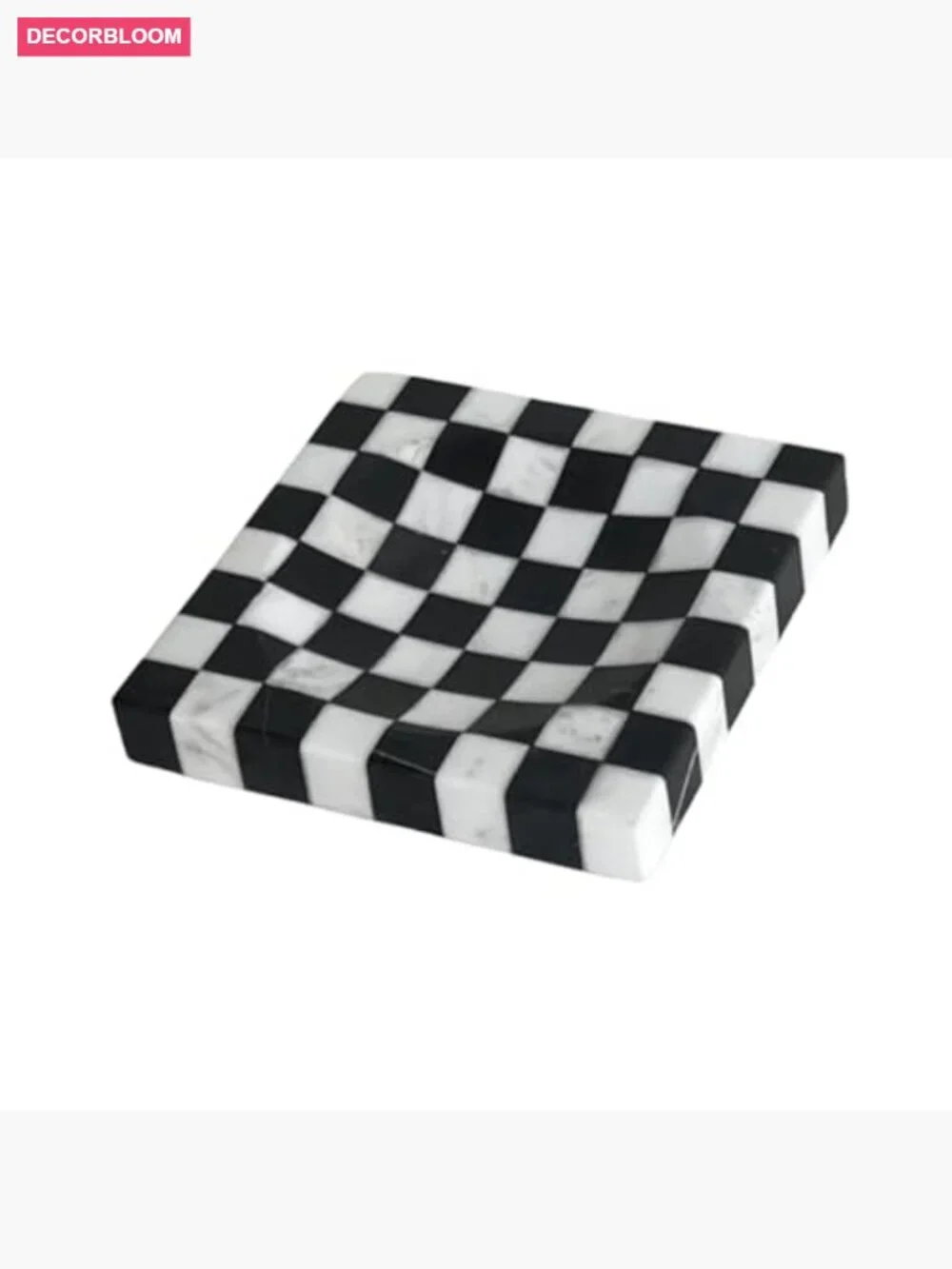 Natural Marble Checkerboard Splicing Mosaic Small Square Jewelry Dish Tray